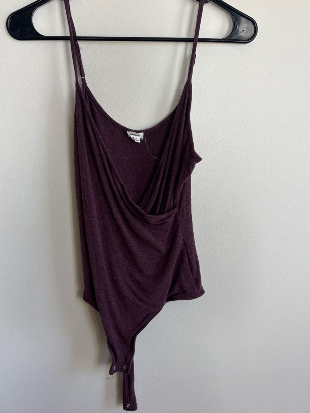 Garage Draped Sleeveless Bodysuit in Plum